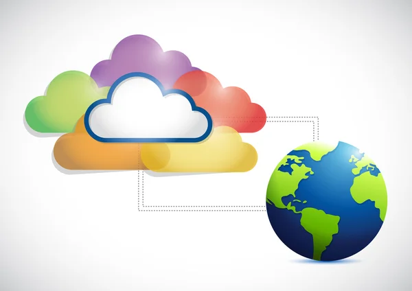 Cloud computing a globe ilustrace design — Stock fotografie