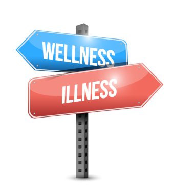 wellness versus illness road sign illustration clipart