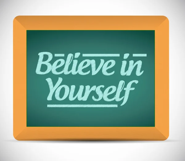 Geloven in jezelf bericht op een schoolbord. — Stockfoto