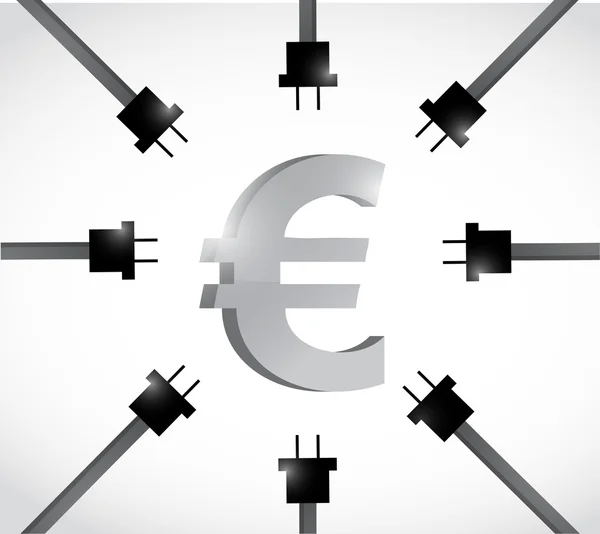 Euro měny a napájecí kabely. ilustrace — Stock fotografie