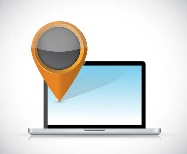 Laptop and locator pointer illustration design — Stock Photo, Image