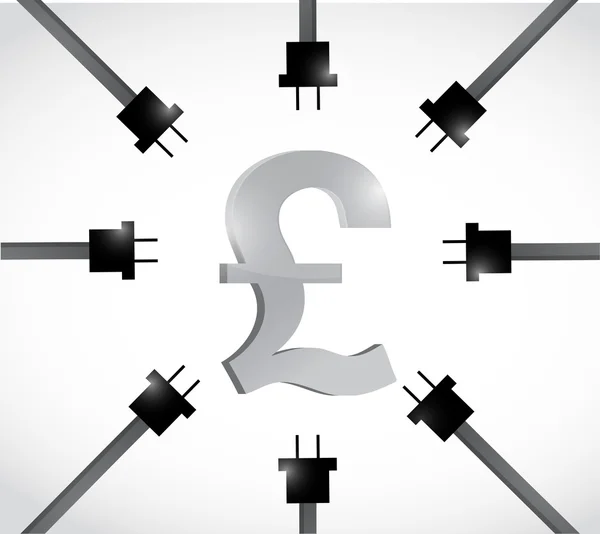 Britská libra měny a napájecí kabely. — Stock fotografie