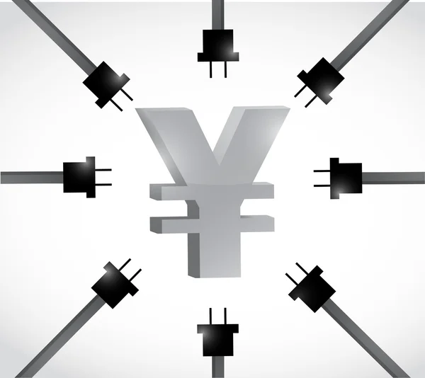 Yen valuta en macht kabels. illustratie — Stockfoto