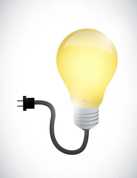 Glühbirne an ein Stromkabel angeschlossen — Stockfoto