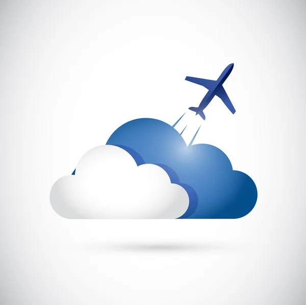 Uçak ve bulut bulut para kavramı — Stok fotoğraf