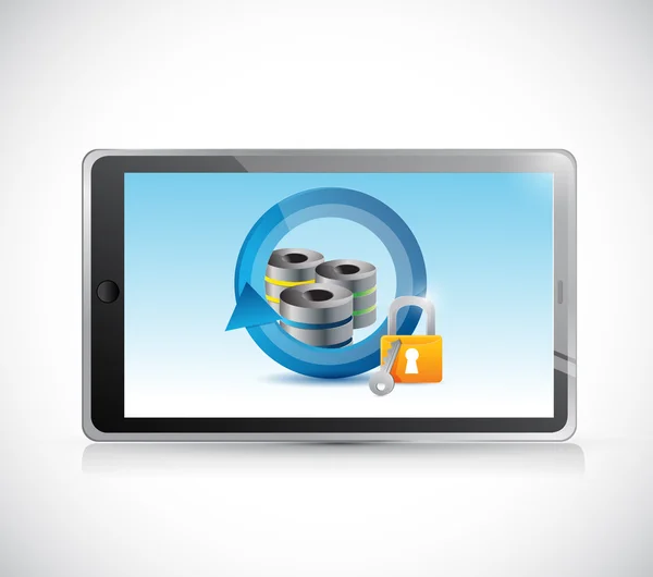 Tablet PC och server security koncept illustration — Stockfoto