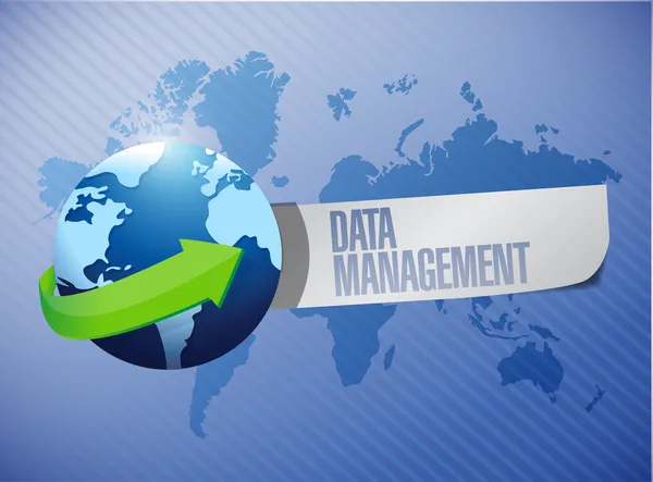 Data management message world map — Stock Photo, Image