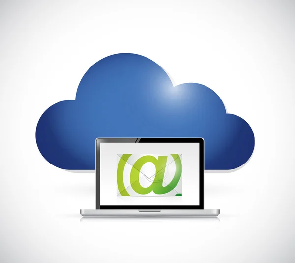 Bulut ve e-posta laptop. resim tasarım — Stok fotoğraf