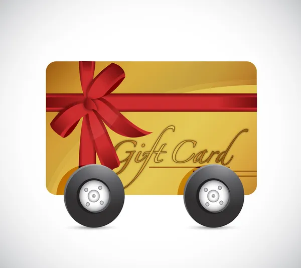 Gift card and wheels. illustration design — Stock Photo, Image