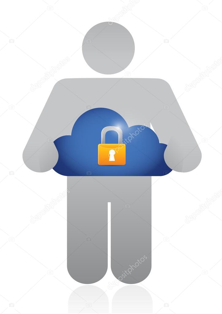 holding a secure cloud. illustration design