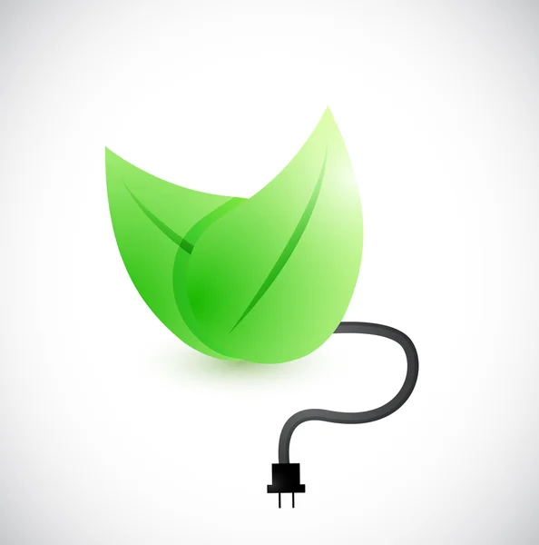 Green leaves and cable illustration design — Stock Photo, Image