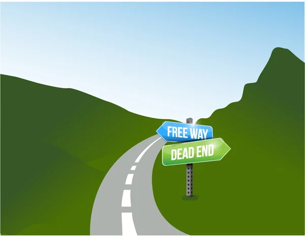 Free way and dead end options. illustration — Stock Photo, Image