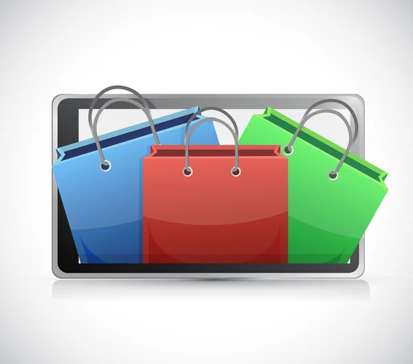 Tablet and shopping carts illustration design — Stock Photo, Image