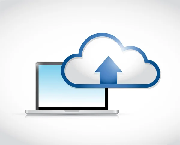 Laptop computer cloud transfer connection — Stock Photo, Image