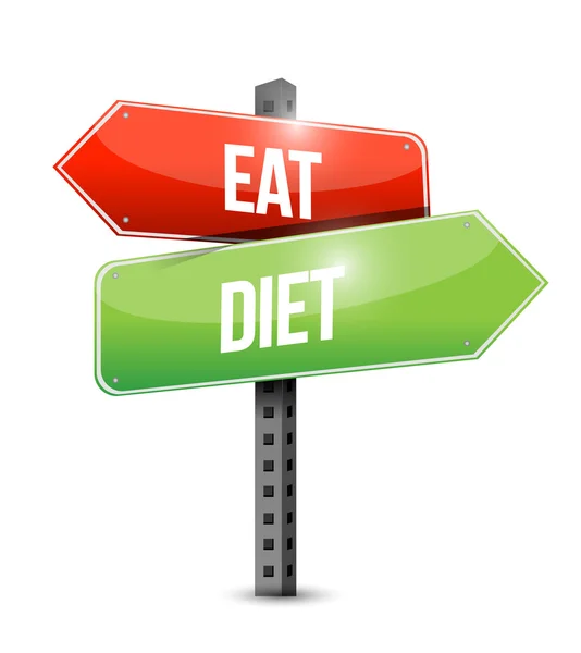 Eat and diet road sign illustration design — Stock Photo, Image