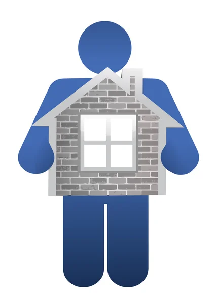 Ícone segurando uma casa. Desenho ilustrativo — Fotografia de Stock