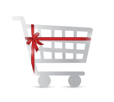 alışveriş sepeti ve çarpık hediye illüstrasyon tasarımı
