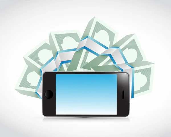 Смартфон і гроші навколо. ілюстрація дизайн — стокове фото