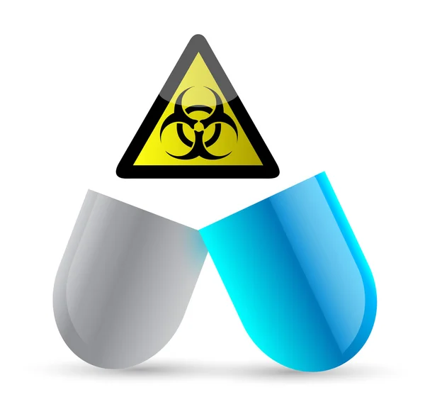 Pill and bio hazard symbol illustration design — Stock Photo, Image