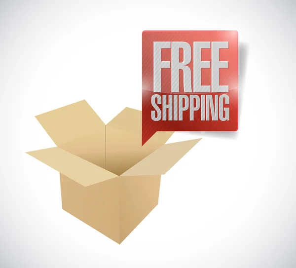 Box and free shipping speech bubble illustration — Stock Photo, Image