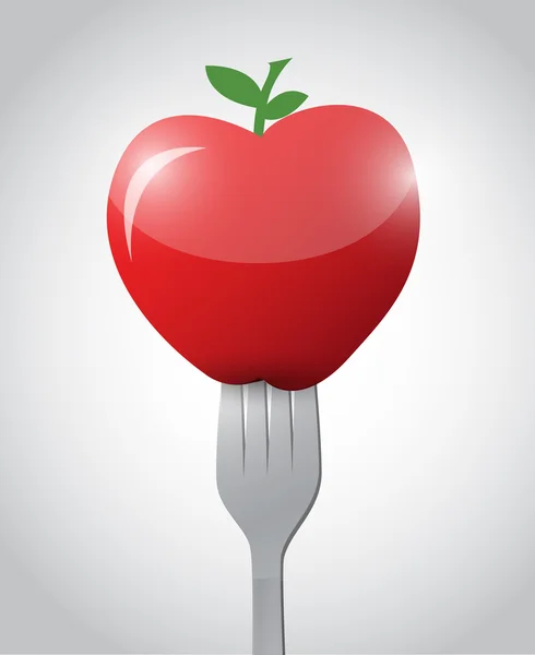 Fork and apple illustration design — Stock Photo, Image