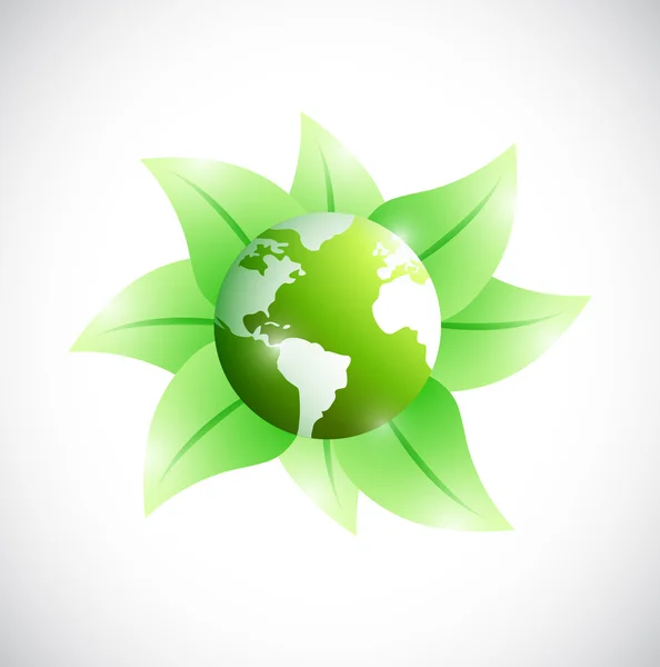 Eco globe and leaves illustration design — Stock Photo, Image