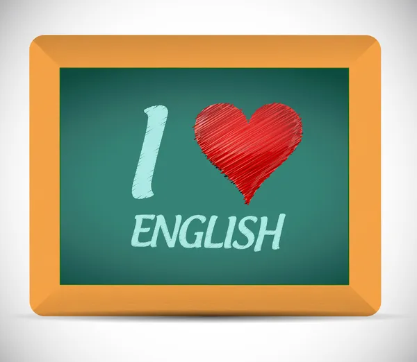 Miluji anglicky napsaný na tabuli. — Stock fotografie