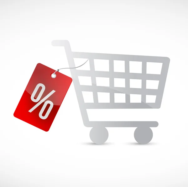 Shopping cart and percentage tag. illustration — Stock Photo, Image