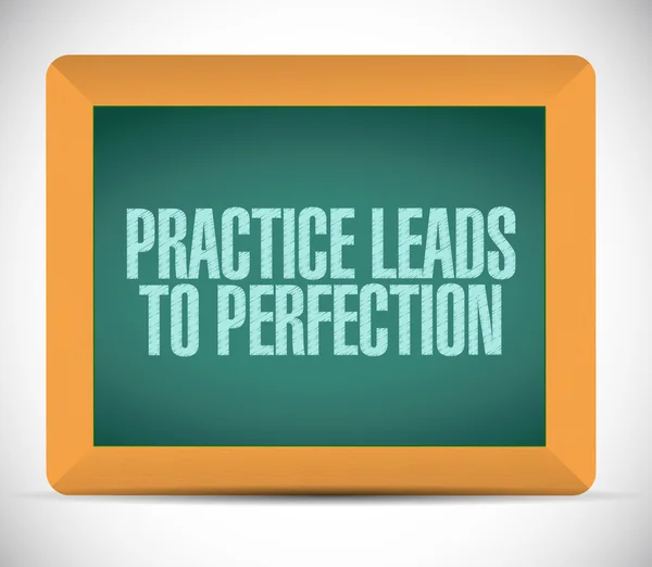 Practice leads to perfection blackboard sign. — Stock Photo, Image