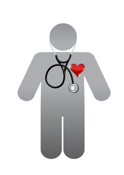 Doctor with a red heart. illustration design — Stock Photo, Image