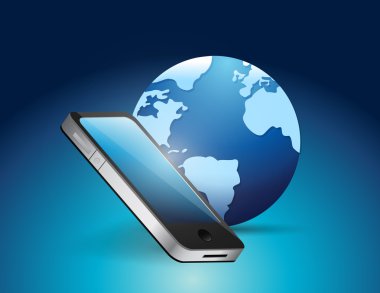 telefon ve toprak illüstrasyon