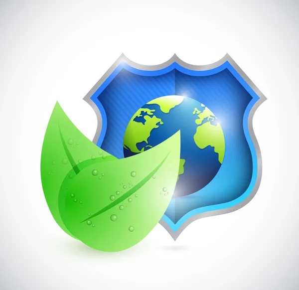 Eco natural globe shield illustration design — Stock Photo, Image