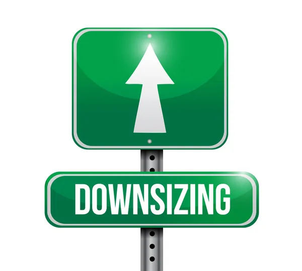 Downsizing calle signo ilustración diseño — Foto de Stock