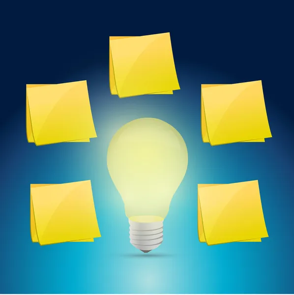 Lightbulb idea around posts illustration design — Stock Photo, Image