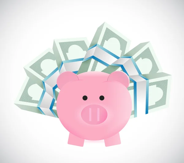 Piggybank around money illustration design — Stock Photo, Image