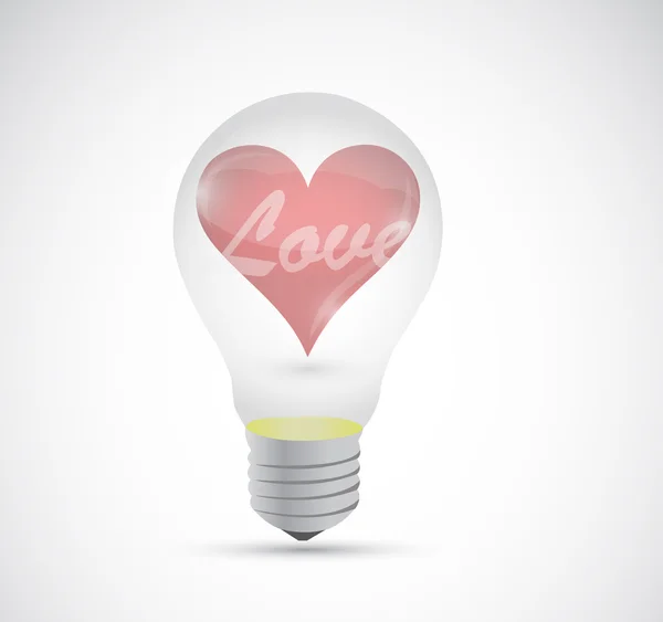 Love heart inside a light bulb illustration design — Stock Photo, Image