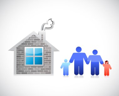 ev ve aile. tuğla ev illüstrasyon tasarımı