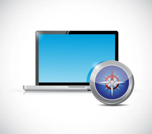 Laptop and compass illustration design — Stock Photo, Image