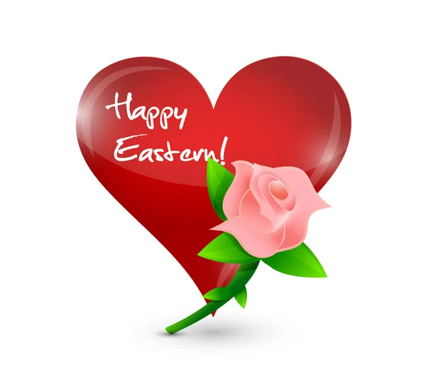 Szczęśliwy wschodniej czerwone serce i róża ilustracja — Zdjęcie stockowe
