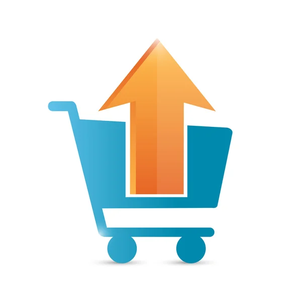 Upload to shopping cart icon illustration design — Stock Photo, Image