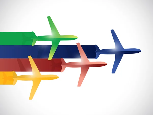 Colorful set of planes illustration design — Stock Photo, Image