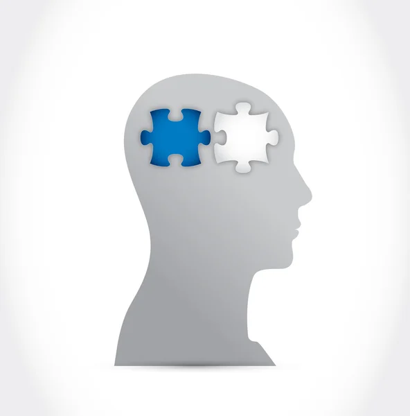 Head and puzzle pieces illustration design — Stock Photo, Image