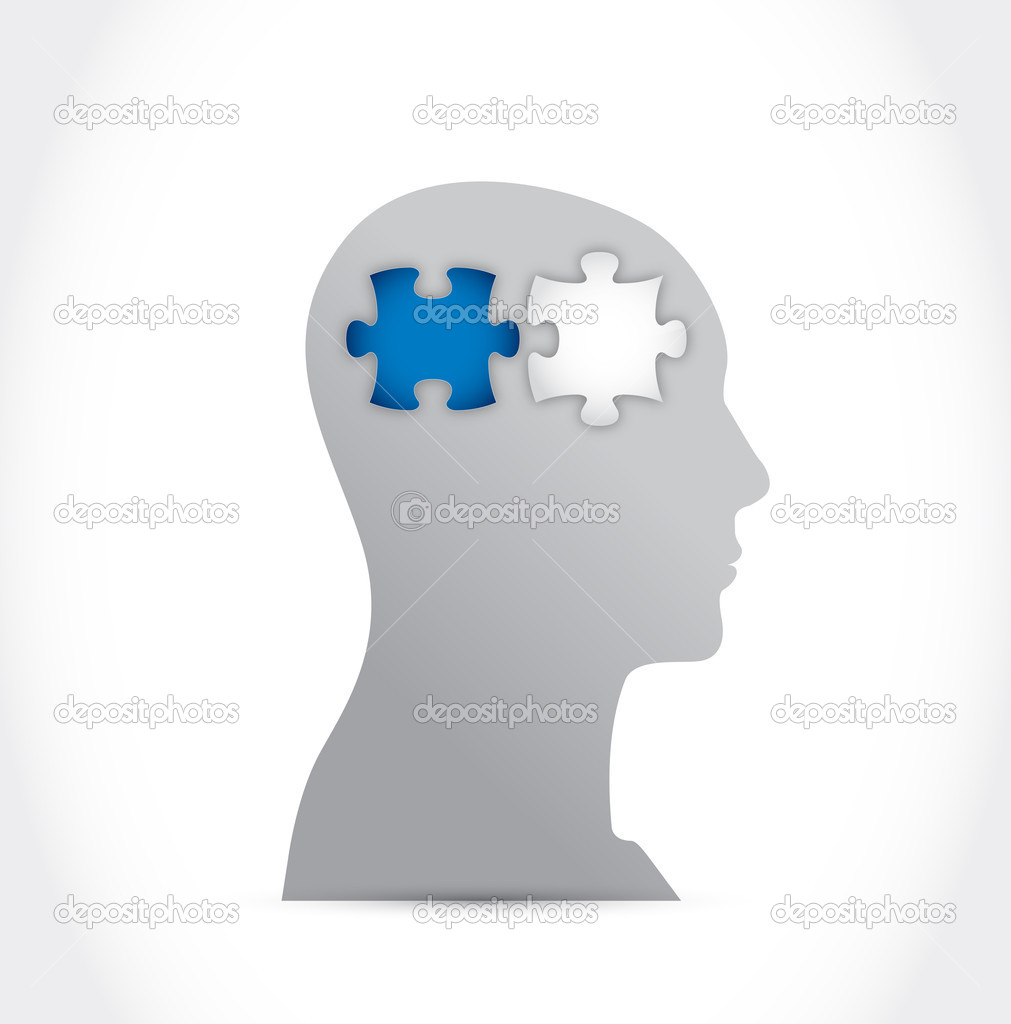 head and puzzle pieces illustration design