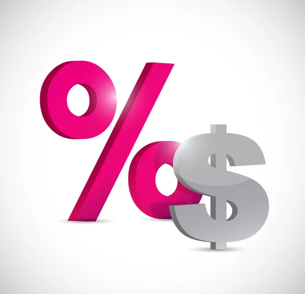 Symbol dolaru měny a procenta — Stock fotografie