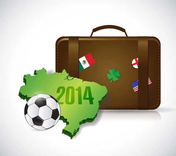 Suitcase brazil 2014 trip illustration design — Stock Photo, Image