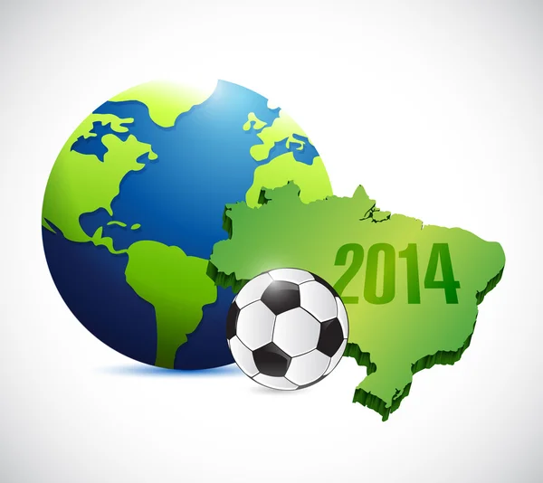 足球巴西地图 2014年插画设计 — 图库照片