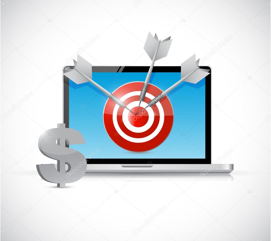 dollar target and laptop business concept