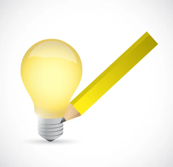 Light bulb and drawing pencil illustration design — Stock Photo, Image