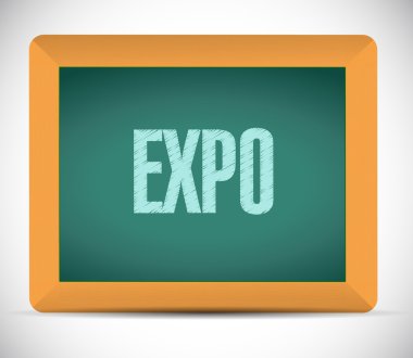 bir kara tahta üzerinde Expo mesaj. illüstrasyon