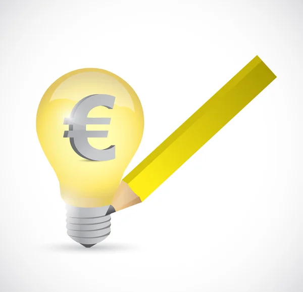 Euro light bulb drawing illustration design — Stock Photo, Image